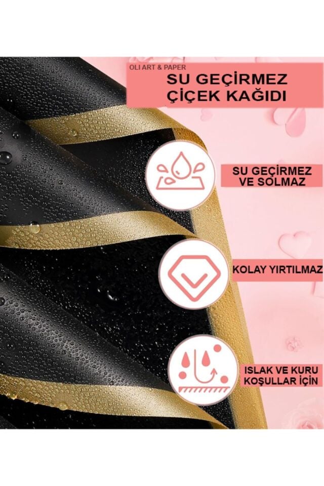 Çiçek Ambalaj Kağıdı Beyaz Altın Kenarlı 4 Adet Yapay Çiçek Kuru Çiçek Canlı Çiçek Buket Kağıdı