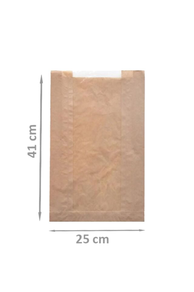 Kraft Pencereli Kese 25x41cm 10 Adet Kraft Kese Kağıdı Hediye Paketi