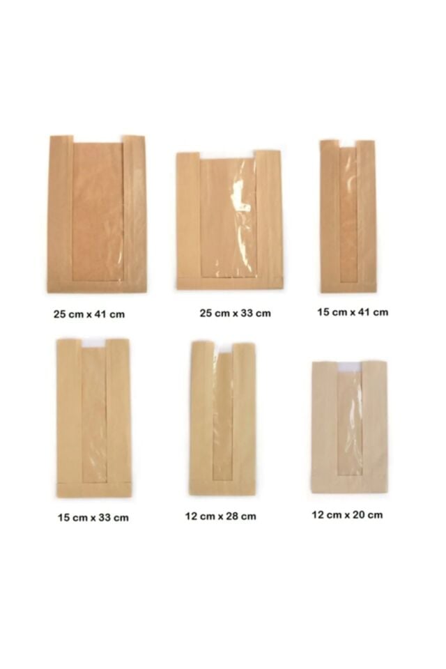 Kraft Pencereli Kese 25x41cm 10 Adet Kraft Kese Kağıdı Hediye Paketi