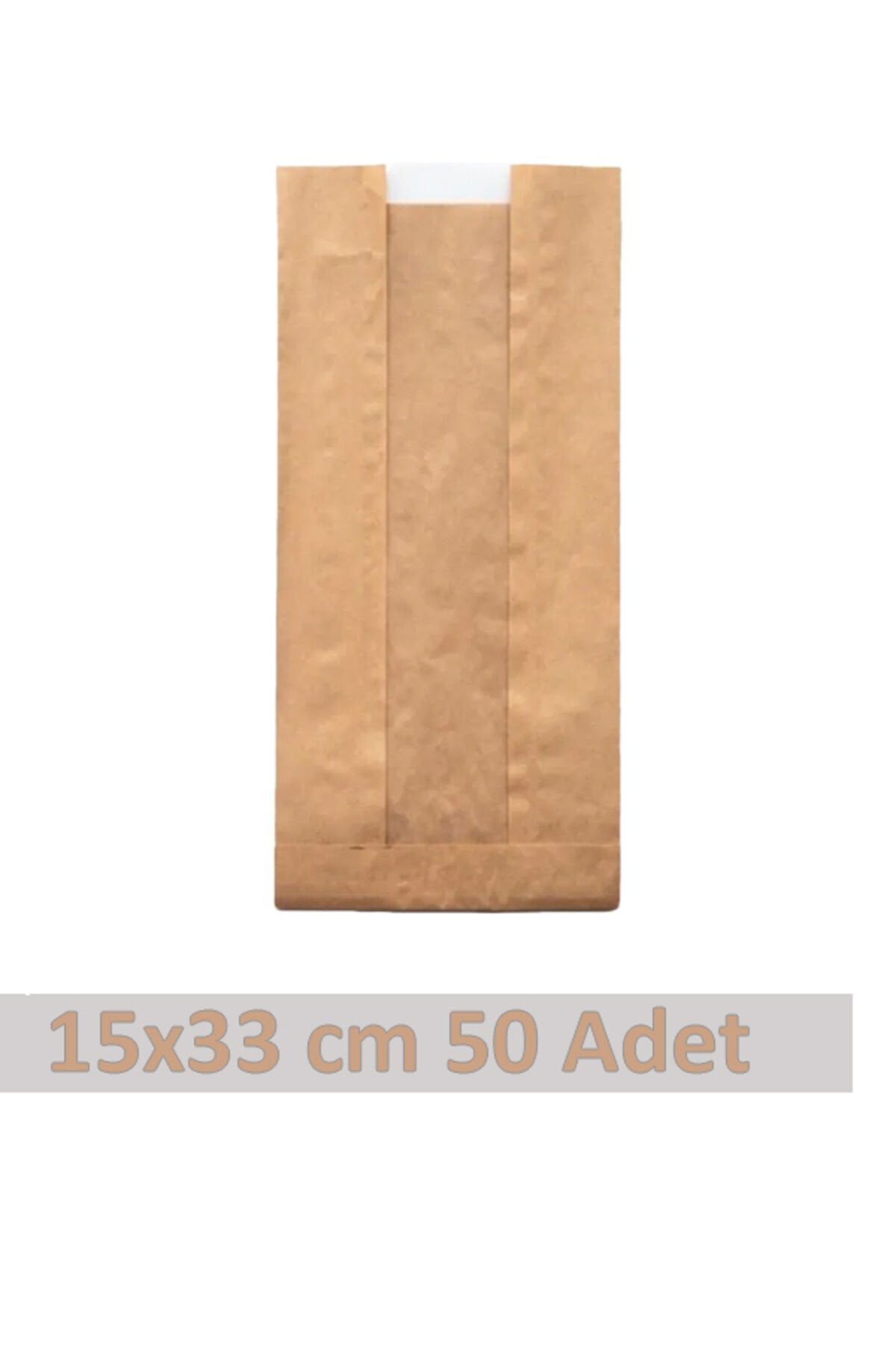 Kraft Pencereli Kese Kağıdı 15x33cm 50 Adet Yandan Körüklü Ambalaj Kağıdı Hediye Paketi Kraft Pake