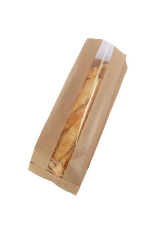 Kraft Pencereli Kese Kağıdı 15x41cm 10 Adet Yandan Körüklü Ambalaj Kağıdı Hediye Paketi Kraft Paket