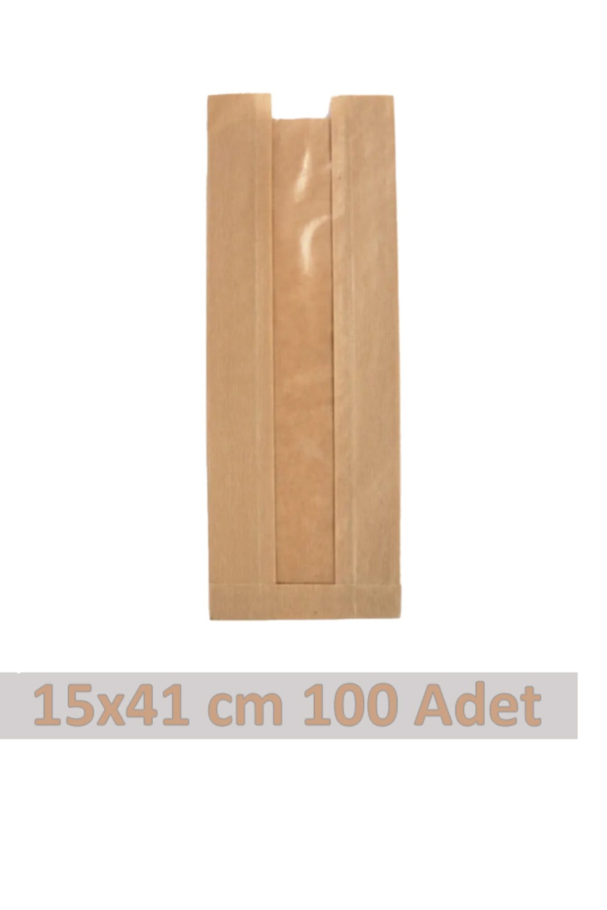 Kraft Pencereli Kese Kağıdı 15x41cm 100 Adet Yandan Körüklü Ambalaj Kağıdı Hediye Paketi Kraft Paket