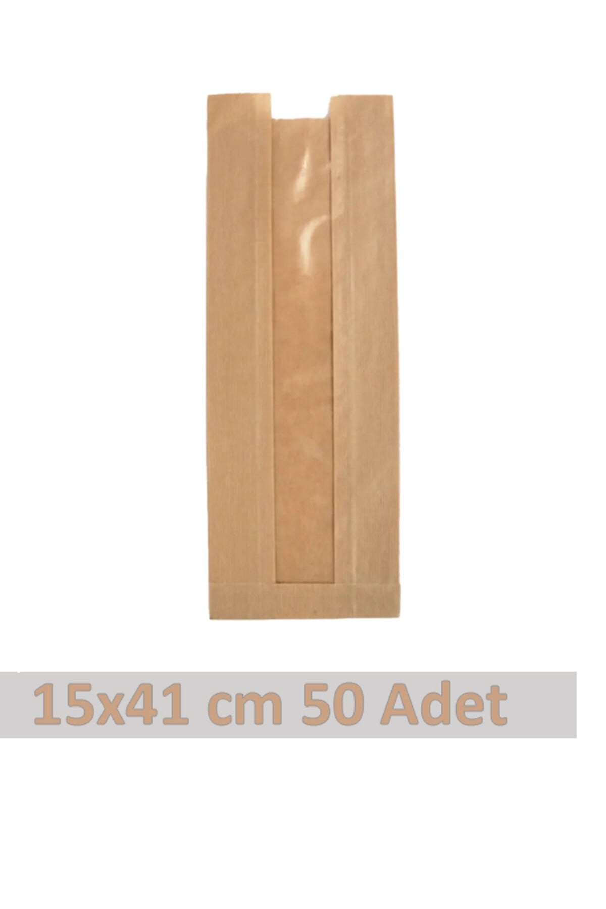 Kraft Pencereli Kese Kağıdı 15x41cm 50 Adet Yandan Körüklü Ambalaj Kağıdı Hediye Paketi Kraft Paket