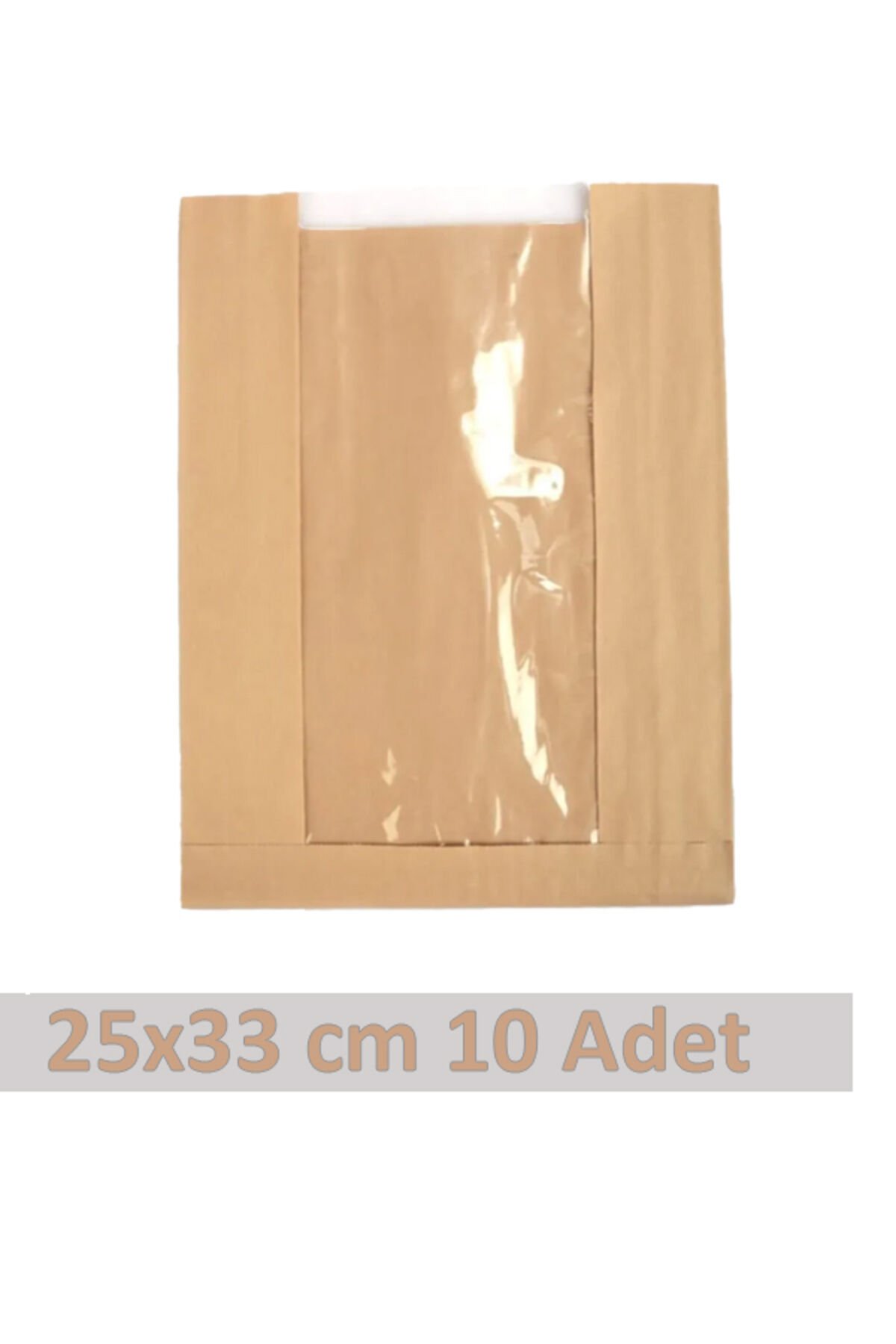 Kraft Pencereli Kese Kağıdı 25x33cm 10 Adet Yandan Körüklü Ambalaj Kağıdı Hediye Paketi Kraft Paket
