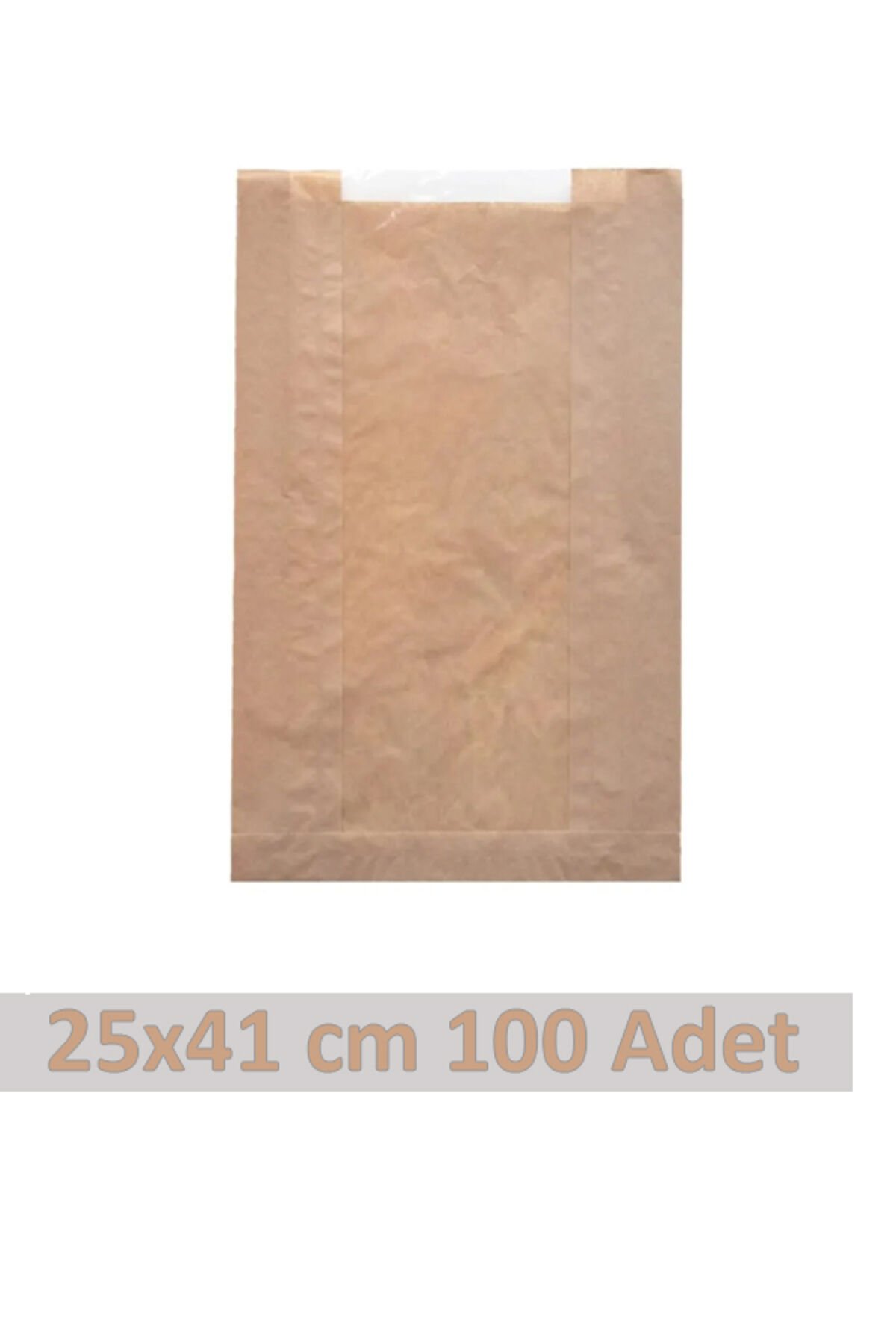 Kraft Pencereli Kese Kağıdı 25x41cm 100 Adet Yandan Körüklü Ambalaj Kağıdı Hediye Paketi Kraft Paket