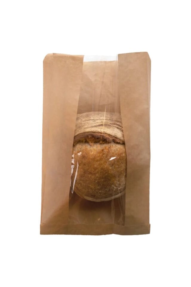 Kraft Pencereli Kese Kağıdı 25x41cm 50Adet Yandan Körüklü Ambalaj Kağıdı Hediye Paketi Kraft Paket