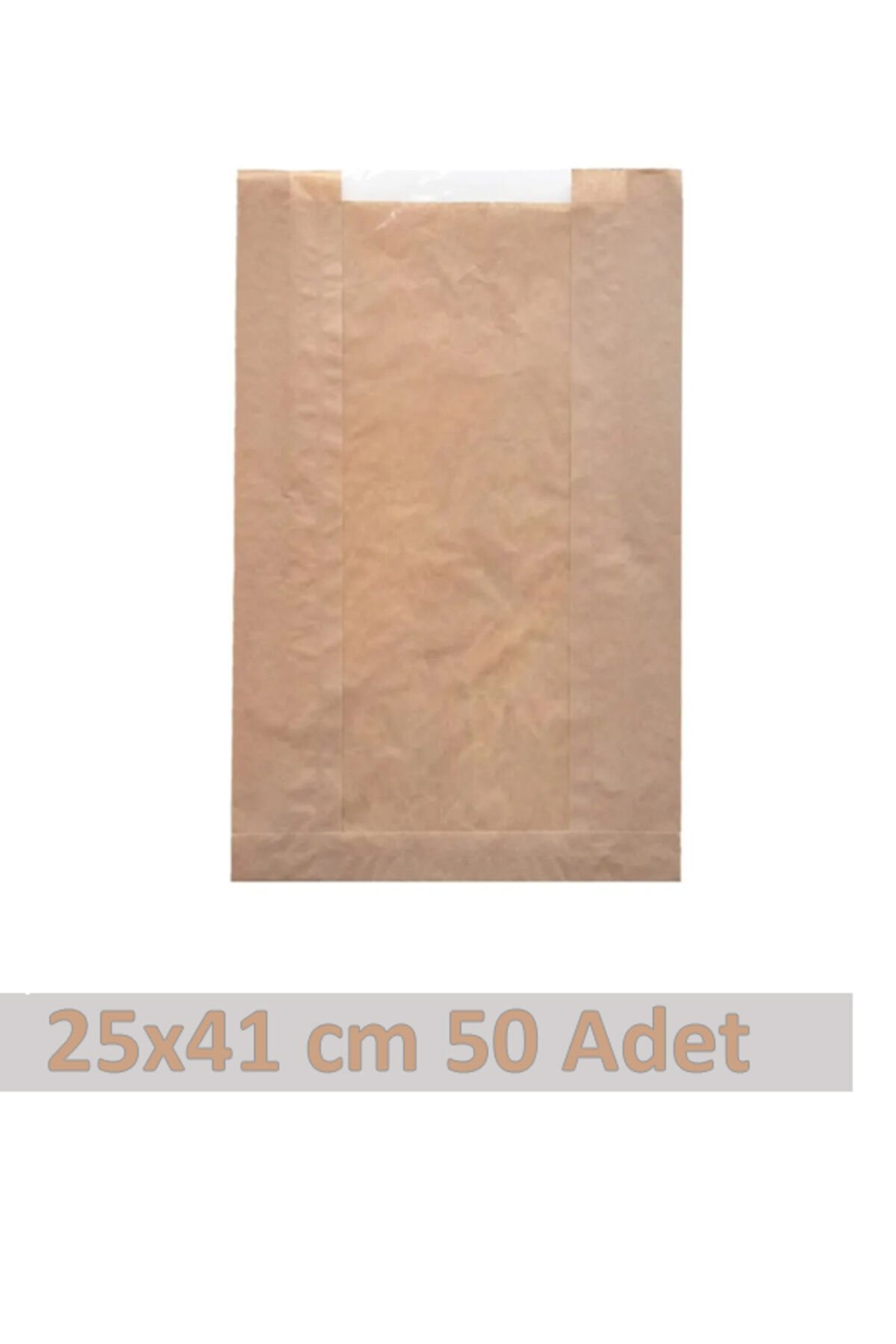 Kraft Pencereli Kese Kağıdı 25x41cm 50Adet Yandan Körüklü Ambalaj Kağıdı Hediye Paketi Kraft Paket