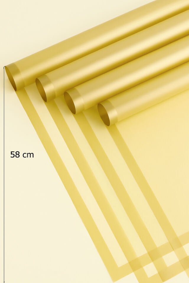 Çiçek Kağıdı Yarı Transparan Altın-Altın Kenar 8 Adet Buket Kağıdı