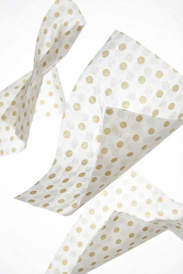 Altın Puantiyeli Pelur Kağıdı – Hediye Paketleme Kağıdı | 35x50 cm | 10 Adet |