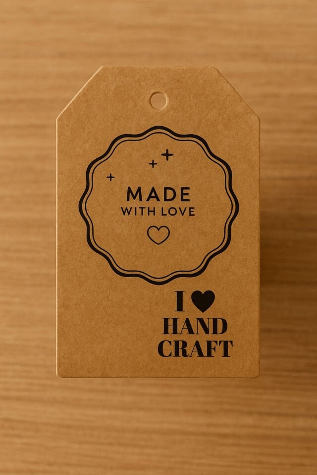 Baskılı Kubbe Kraft Etiket 250 Adet 3.5x5cm Delikli Kart Baskılı Etiket