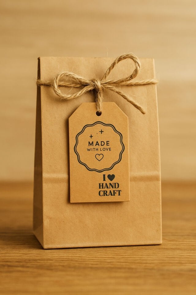 Baskılı Kubbe Kraft Etiket 250 Adet 3.5x5cm Delikli Kart Baskılı Etiket