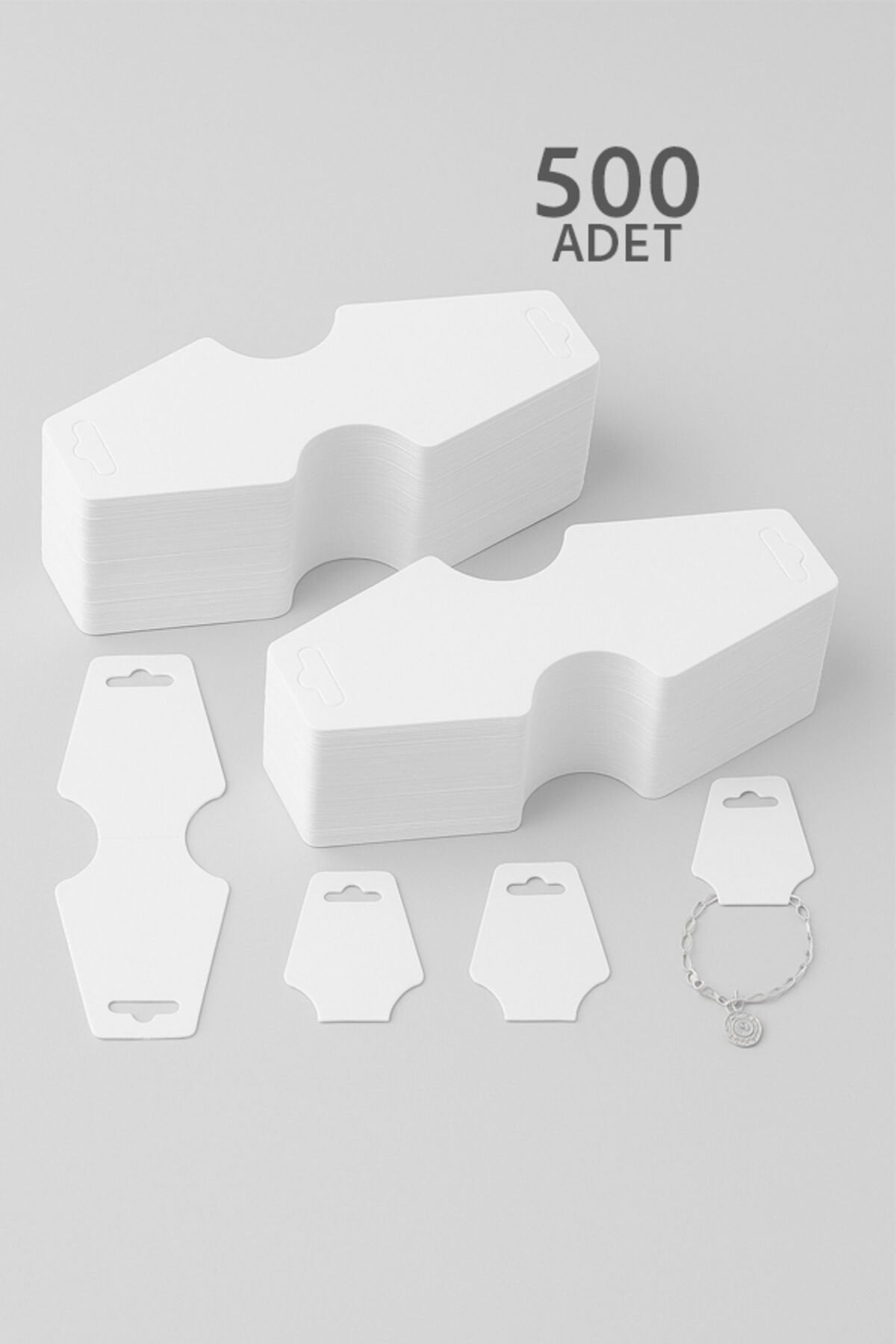 Takı Kartı ve Bileklik Kartı Beyaz 500 ad. Takı Asma Kartı 9x4cm Necklace Display Cards
