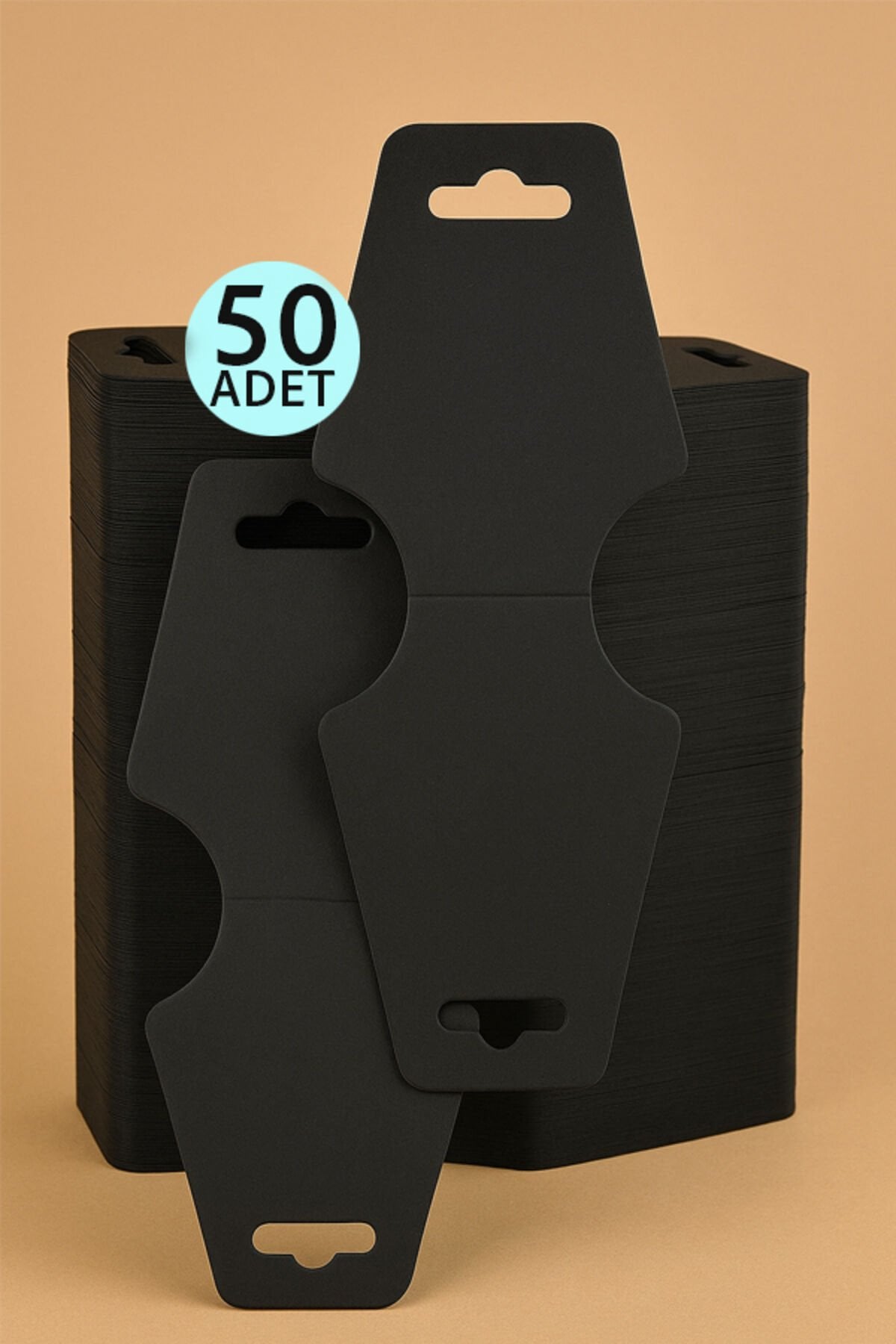 Takı Kartı ve Bileklik Kartı Siyah 50 ad. Takı Asma Kartı 9x4cm Necklace Display Cards