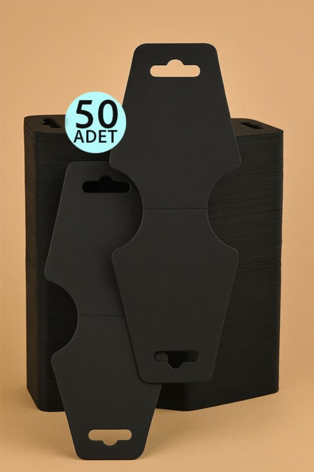 Takı Kartı ve Bileklik Kartı Siyah 50 ad. Takı Asma Kartı 9x4cm Necklace Display Cards