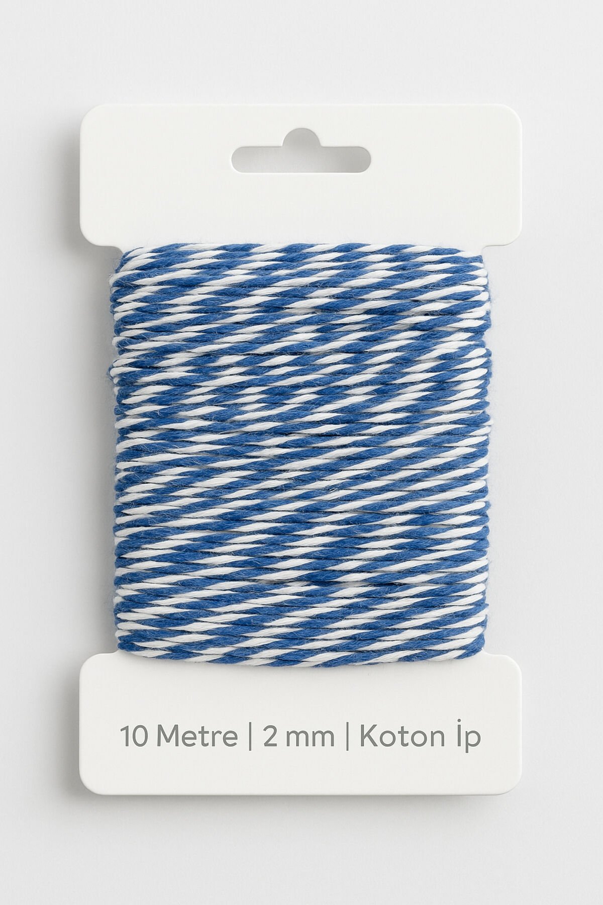 Beyaz Mavi Koton Paketleme İpi 10 Metre Koton Paket İpi 10m