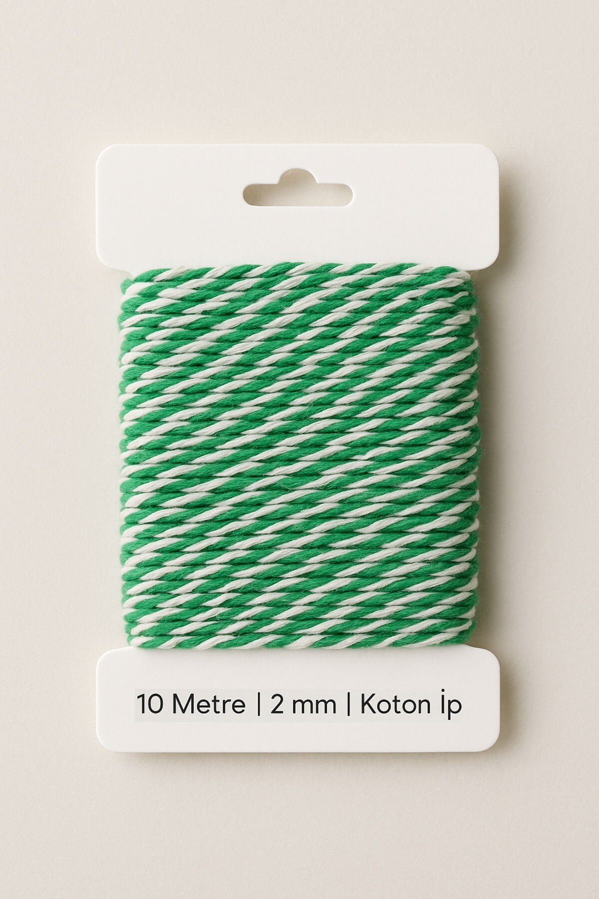 Beyaz Yeşil Koton Paketleme İpi 10 Metre Koton Paket İpi 10m