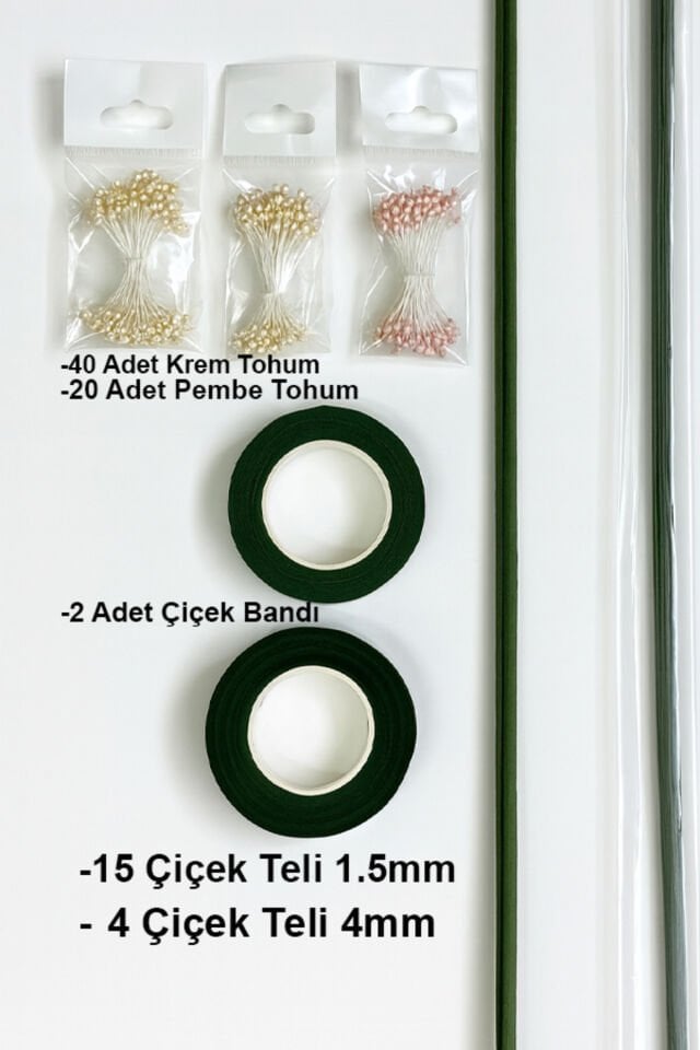 Çiçek Yapım Seti - C01 Çiçek Teli Çiçek Tohumu Şönil Çiçek Yapımı