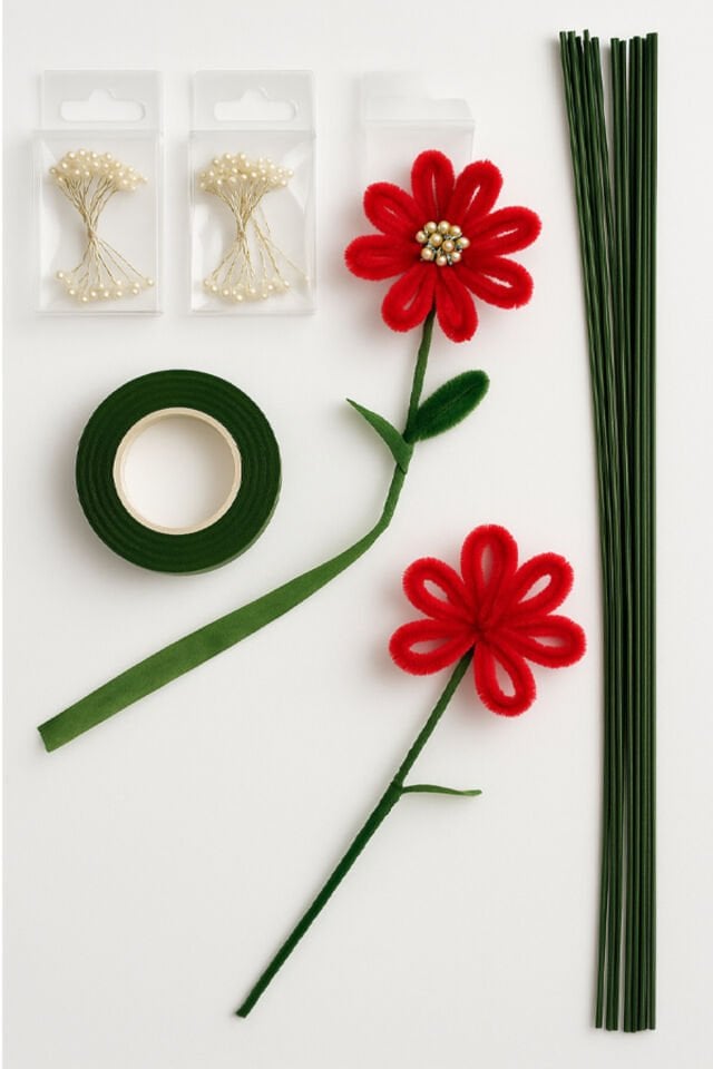 Çiçek Yapım Seti - C01 Çiçek Teli Çiçek Tohumu Şönil Çiçek Yapımı