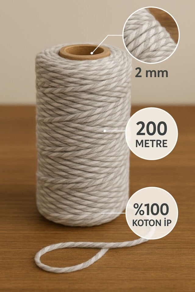 Kırmızı Beyaz Yeşil Koton Paketleme İpi 200 Metre Koton Paket İpi 200m