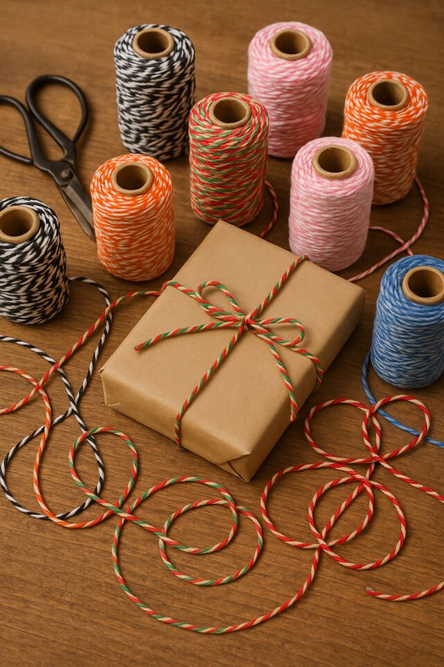 Yeşil Kraft Koton Paketleme İpi 200 Metre Koton Paket İpi 200m