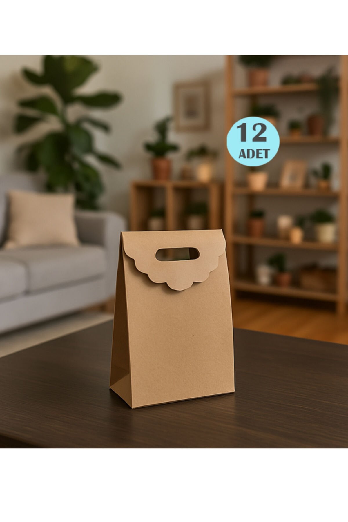 El Geçe Kraft Poşet 13x18cm 12 Adet Kapalı Poşet Yapışkanlı Hediye Poşeti 12 Ad.