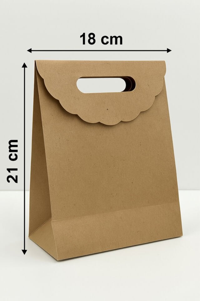 El Geçe Kraft Poşet 18x21cm 6 Adet Kapalı Poşet Yapışkanlı Hediye Poşeti 6 Ad.