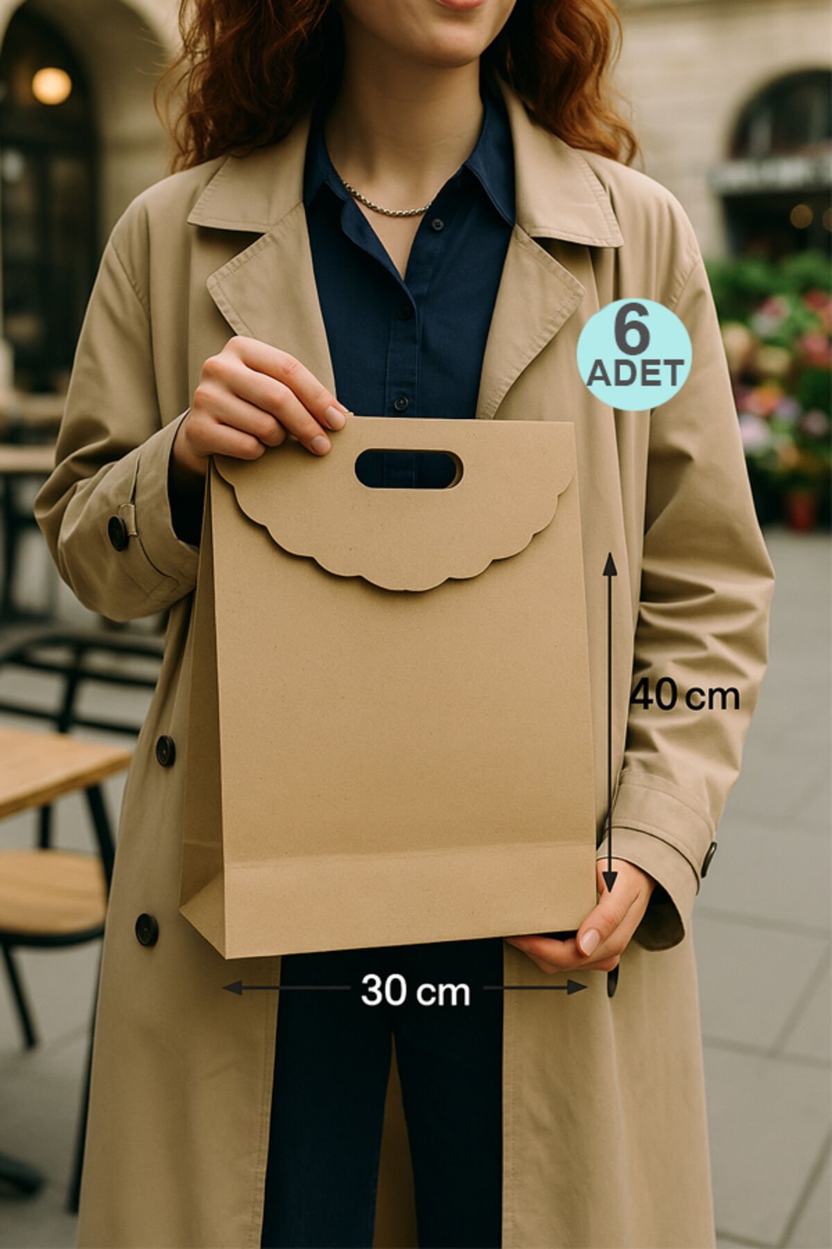 El Geçe Kraft Poşet 30x40cm 6 Adet Kapalı Poşet Yapışkanlı Hediye Poşeti 6 Ad.