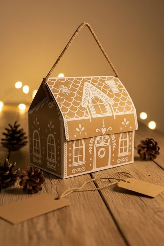 İpli Ev Kutu 2 Adet Hediye Kutusu Kurabiye Kutusu