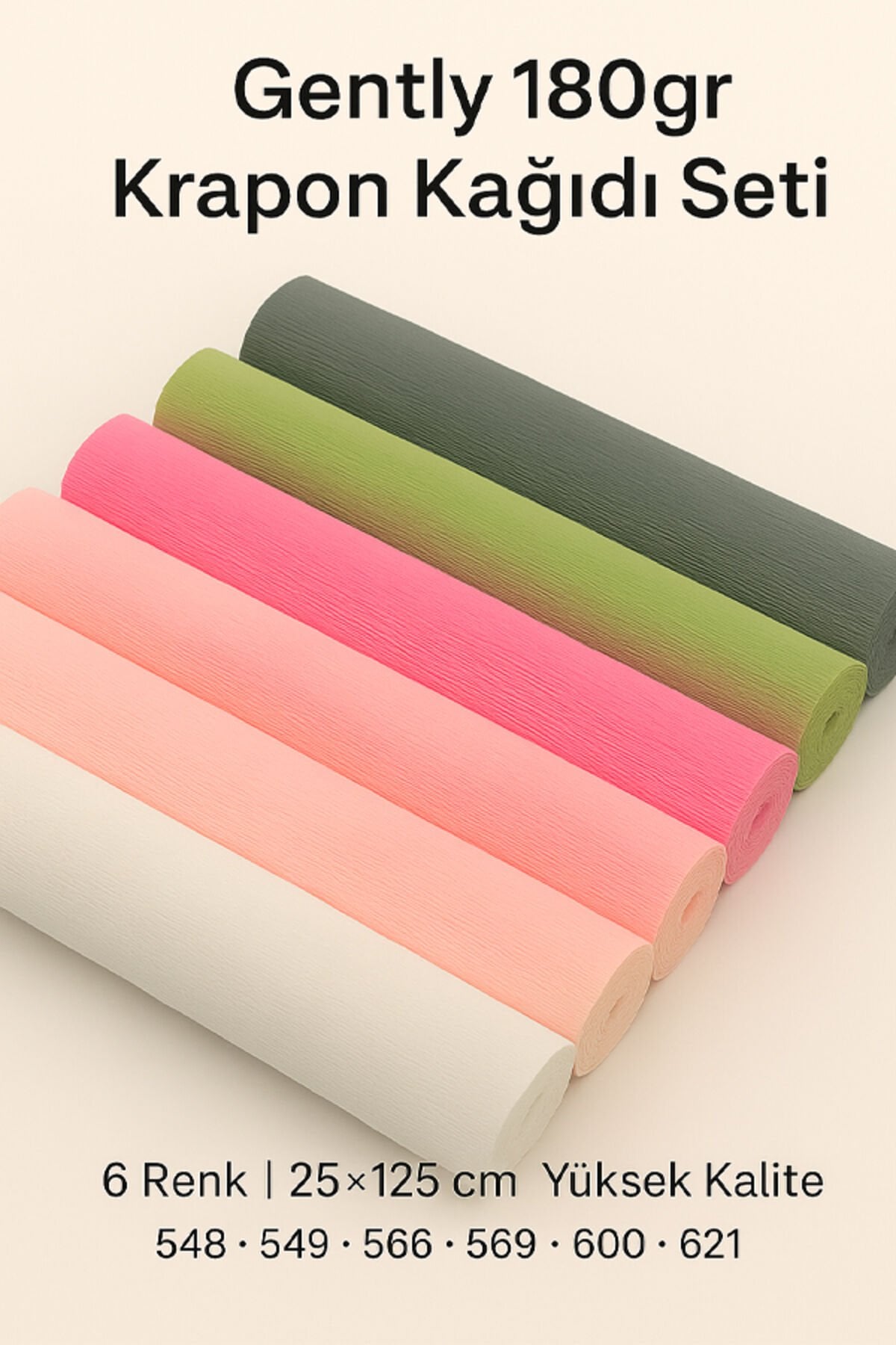 İtalyan Krapon Kağıdı Setİ GENTLY 180 gr Çiçek Yapım Seti 6'lı Paket Çiçek kağıdı
