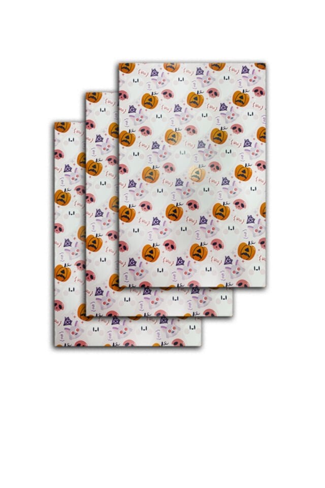 Hallowen Konsept Baskılı Fon Kartonu 35x50 3 Adet Cadılar Bayramı Baskılı Karton Fon Kartonu S4