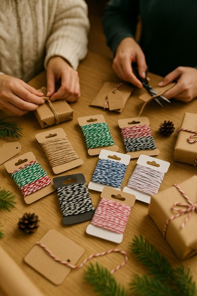 Kırmızı Beyaz Koton Paketleme İpi 10 Metre Koton Paket İpi 10m