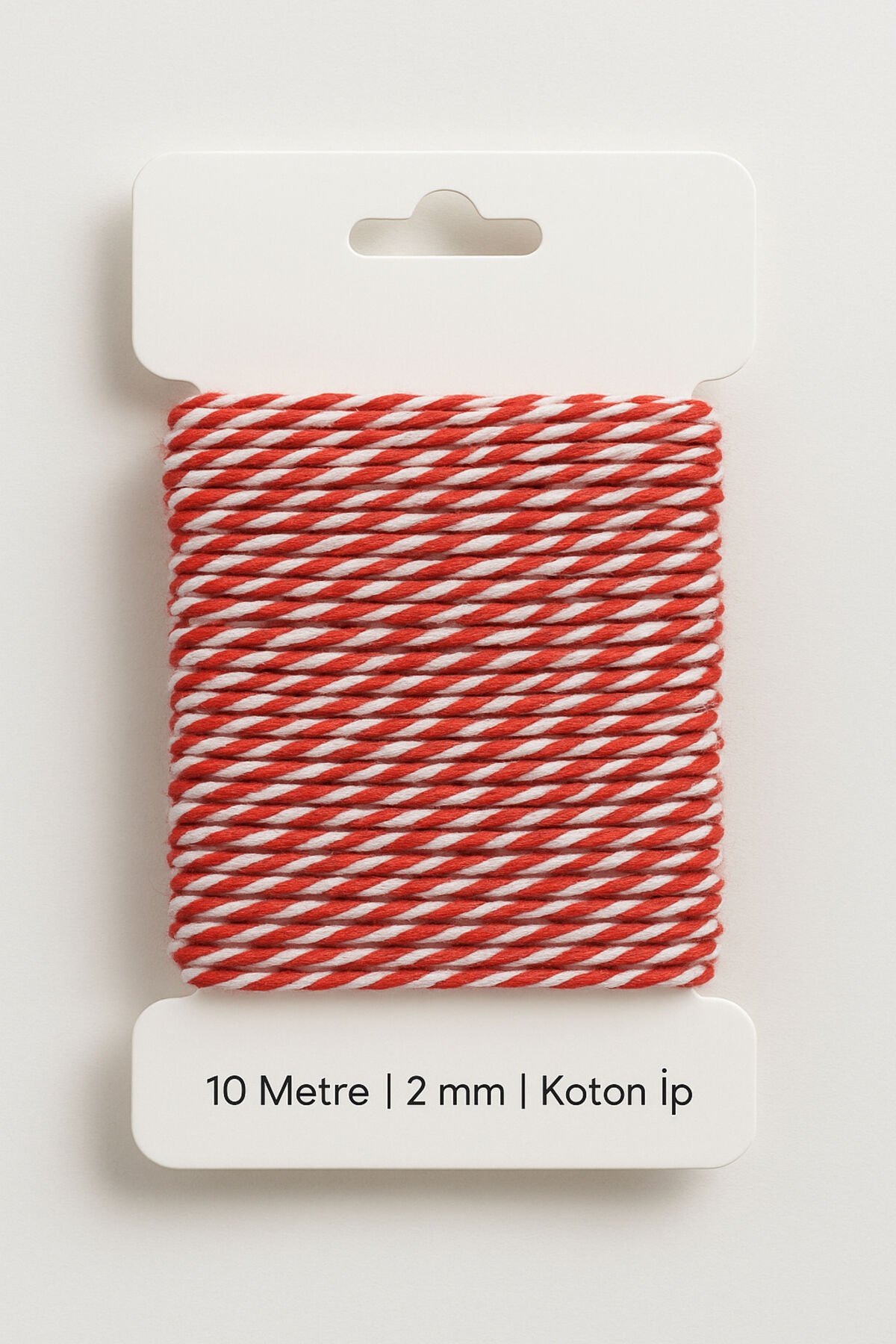 Kırmızı Beyaz Koton Paketleme İpi 10 Metre Koton Paket İpi 10m