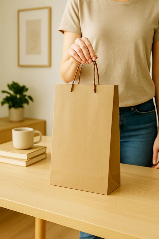 Kraft Çanta 25x38cm 2 ADET Kalın Kraft Poşet Kraft Poşet Hediye Poşeti 2 Ad.