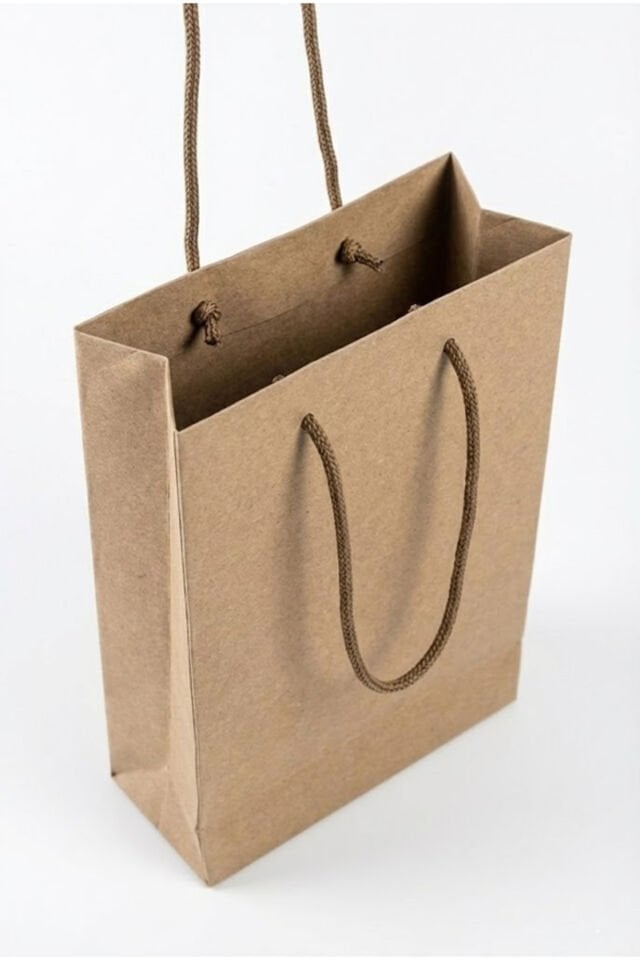 Kraft İpli Mini Karton Çanta 12x17x5 cm 2 Adet – Hediye Poşeti ve Takı Poşeti Minik P.oşet