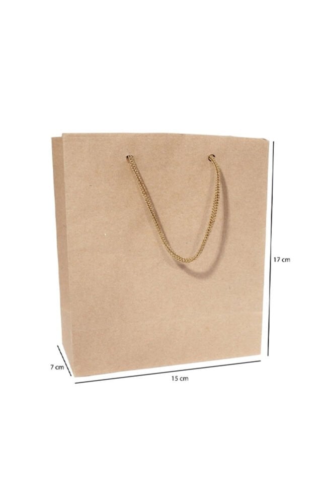 Kraft İpli Mini Karton Çanta 15x17x7 cm 1 Adet – Hediye Poşeti ve Takı Poşeti Minik P.oşet