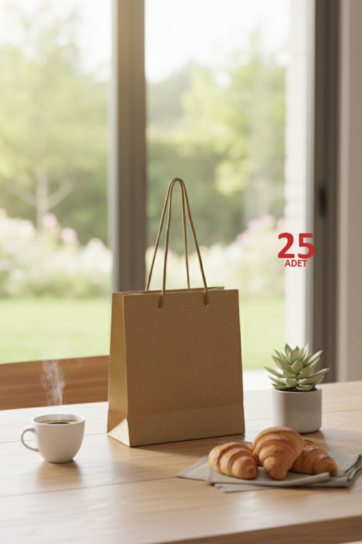 Kraft İpli Mini Karton Çanta 15x17x7 cm 25 Adet – Hediye Poşeti ve Takı Poşeti Minik P.oşet