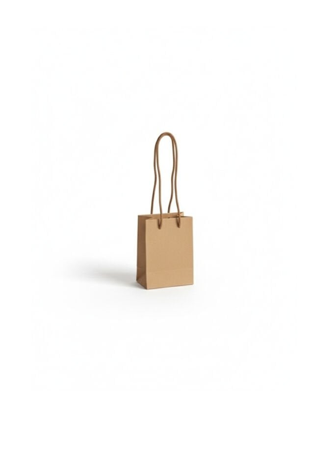 Kraft İpli Mini Karton Çanta 8x11x5 cm 50 Adet – Hediye Poşeti ve Takı Poşeti Minik P.oşet