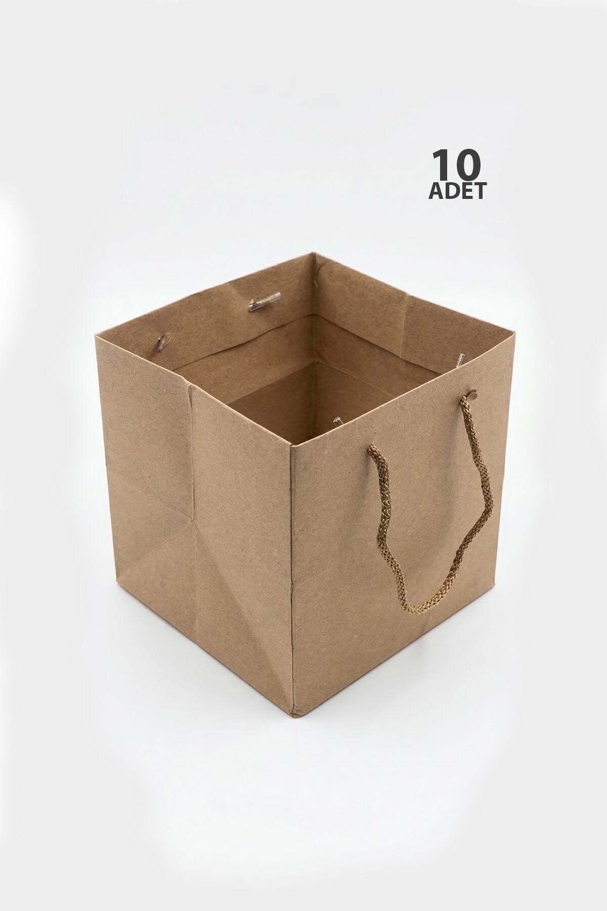 20x20x20cm 10 Adet Kalın Kraft Pasta Kutusu Taşıma Çantası – Geniş Tabanlı Dayanıklı Kraft Çanta
