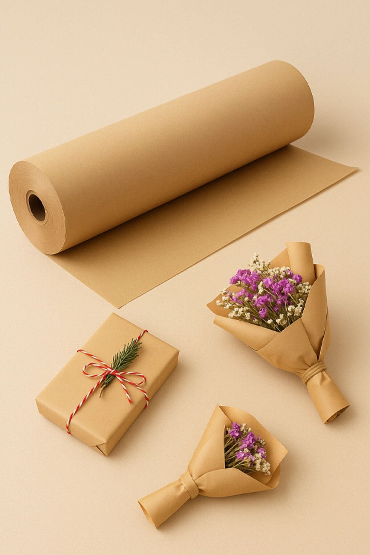 50 cm x 10 m Rulo Kraft Kağıt - Hediye Paketi, Çiçek Sarımı, Ambalaj, Kargo Paketleme, El İşi