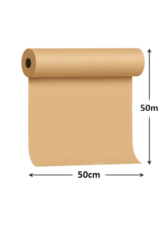 50 cm x 50 m Rulo Kraft Kağıt - Hediye Paketi, Çiçek Sarımı, Ambalaj, Kargo Paketleme, El İşi