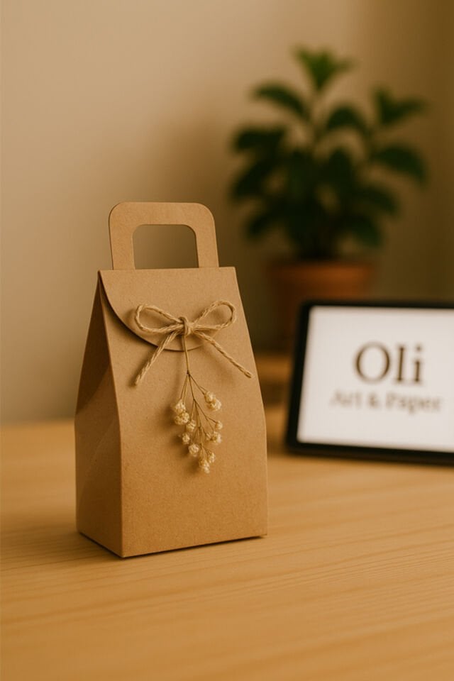 Kulplu Çanta Kraft Tutmalı 3'lü Set Toplam 18 Adet Çanta Kraft Kınalık Çerez Kutusu Hediye Paketi