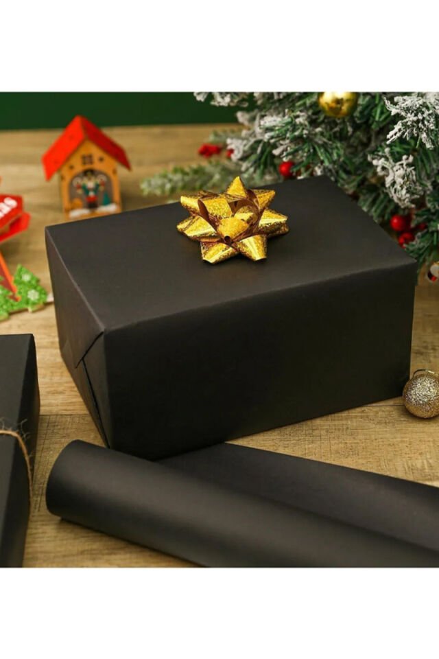 Kraft Siyah Hediye Paketi 10 Adet 70x100cm Ambalaj Kağıdı Siyah