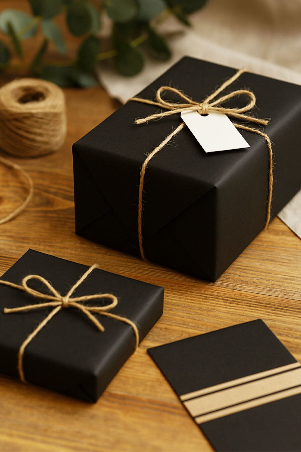 Kraft Siyah Hediye Paketi 10 Adet 70x100cm Ambalaj Kağıdı Siyah