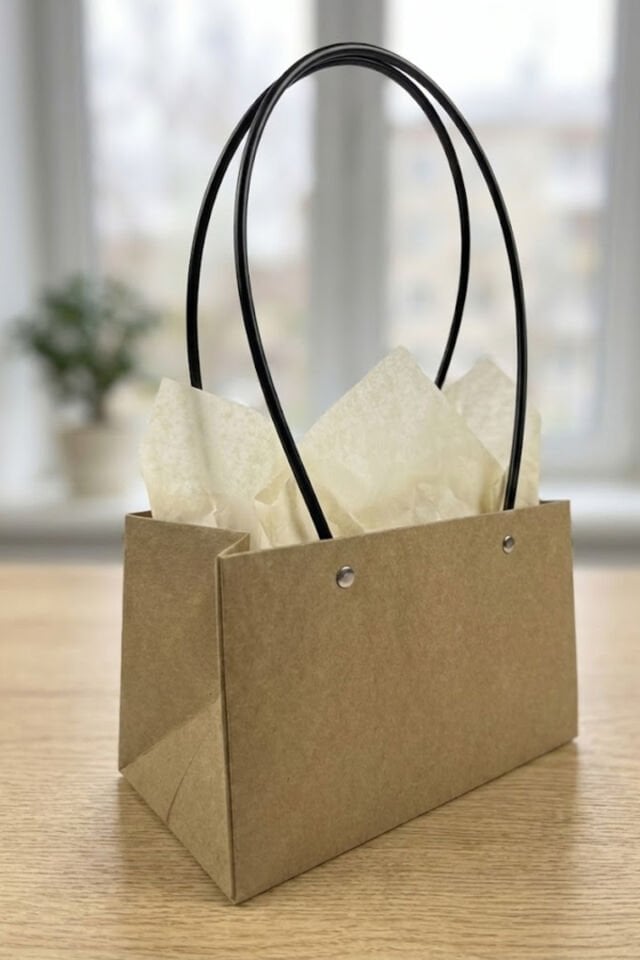 Dekoratif Kraft Çiçek Taşıma Torbası 20 Adet 21x11cm YATAY | Su Geçirmez Model