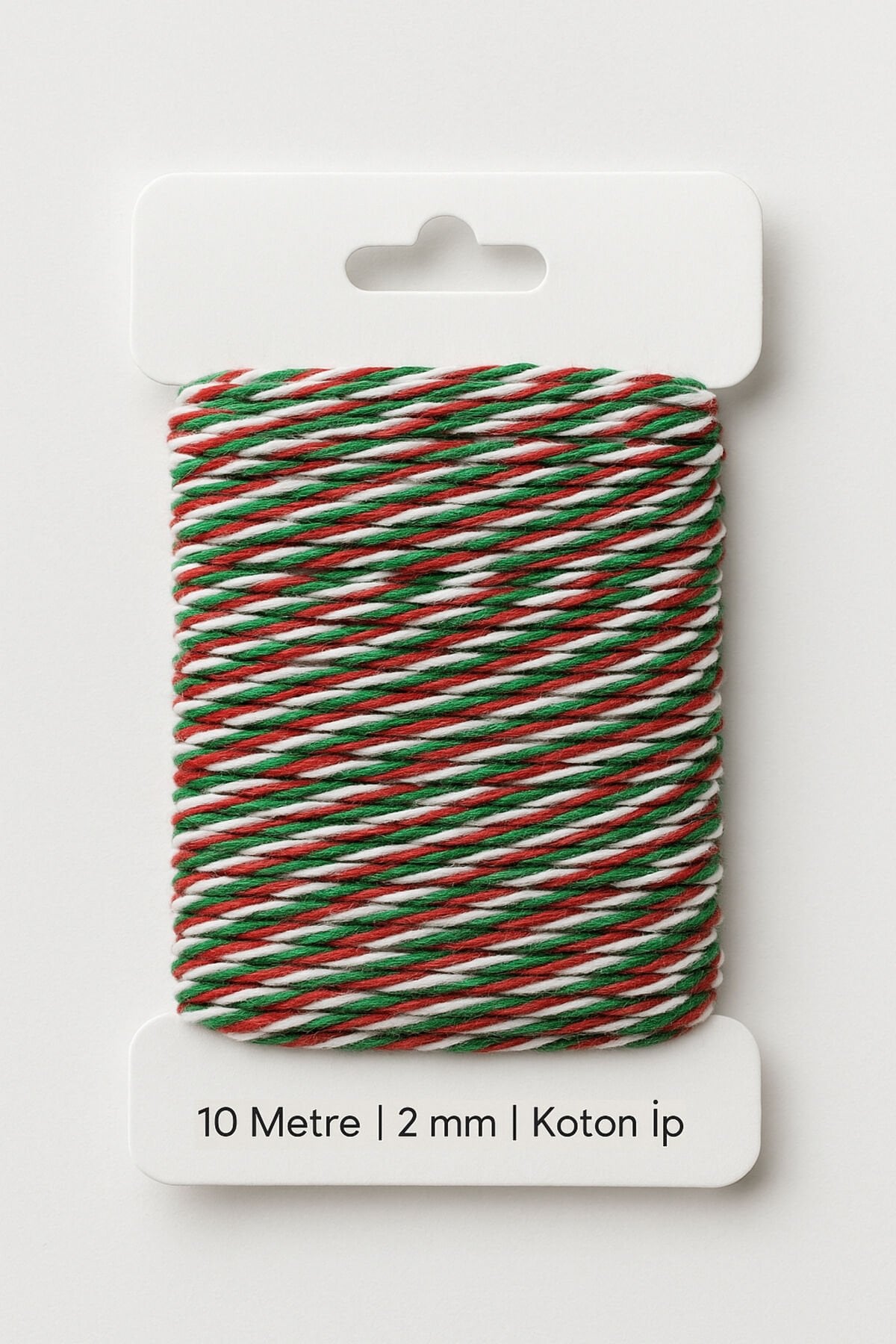 Kırmızı Yeşil Beyaz Koton Paketleme İpi 10 Metre Koton Paket İpi 10m