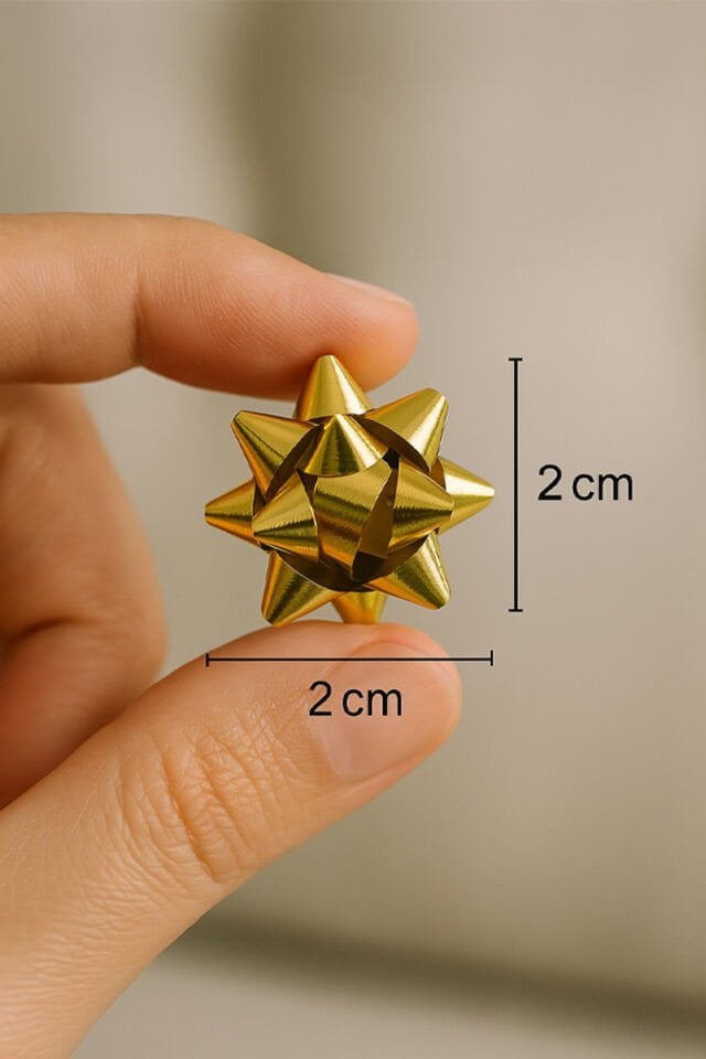 Mini Rafya Hediye Süsü Altın 2 cm – Hediye Paketleme, Dekorasyon ve Parti Süsü (100 Adet)