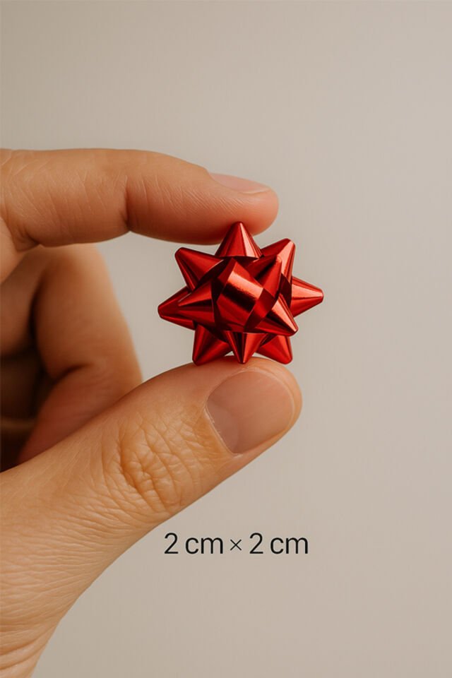 Mini Rafya Hediye Süsü Kırmızı 2 cm – Hediye Paketleme, Dekorasyon ve Parti Süsü (100 Adet)