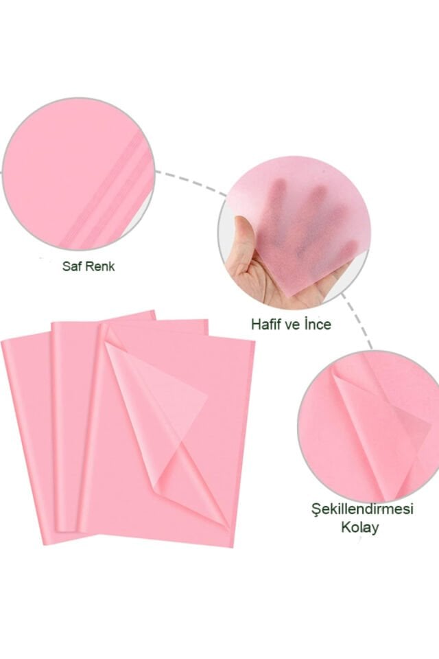 20x30 Pembe Pelur Kağıdı 100 Adet Milaj Kağıdı İnce Pelur Kağıt A4 100'lü