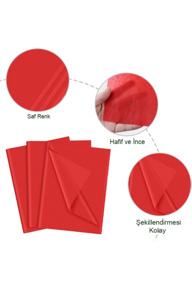 20x30 Kırmızı Pelur Kağıdı 100 Adet Milaj Kağıdı İnce Pelur Kağıt A4 100'lü