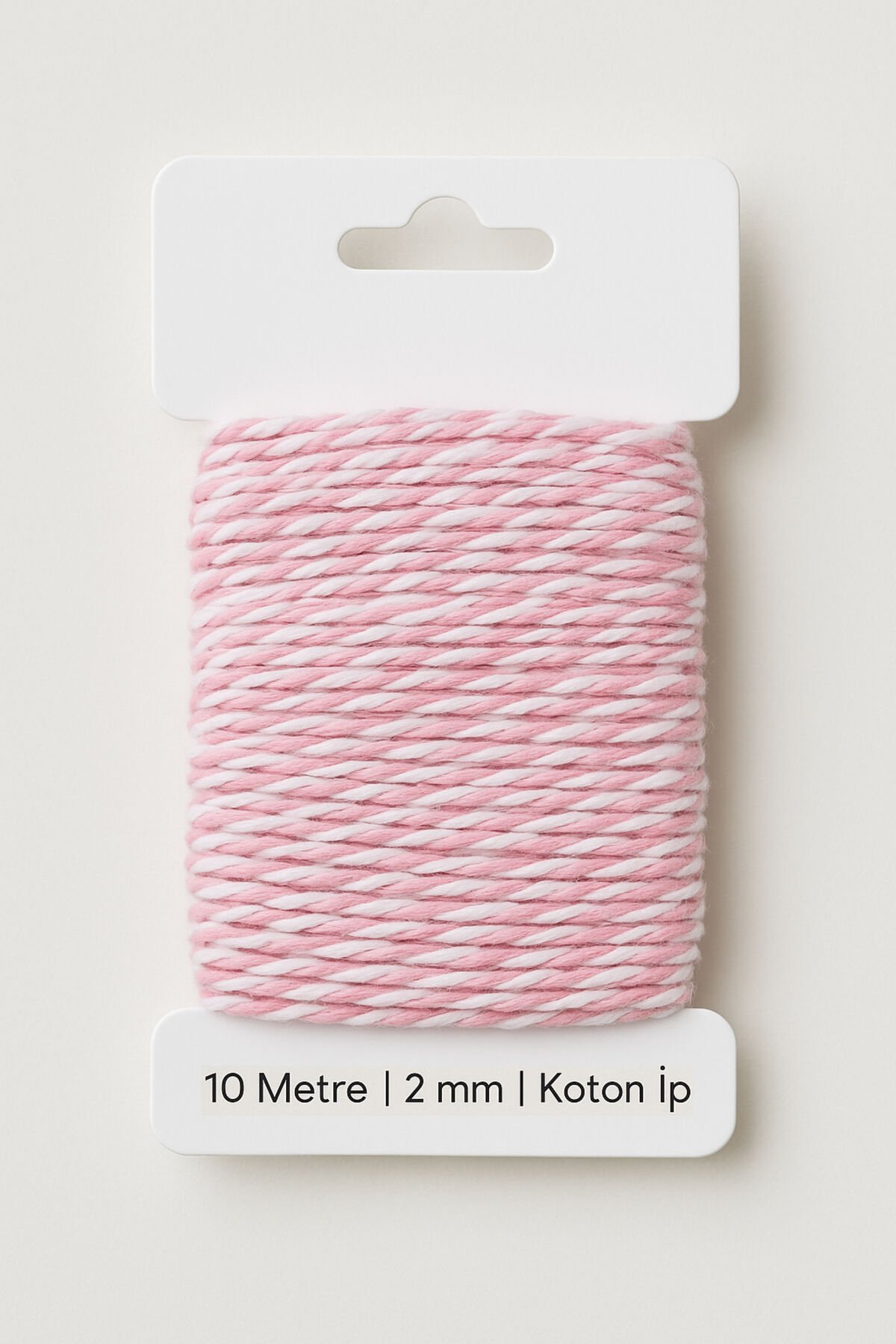 Pembe Beyaz Koton Paketleme İpi 10 Metre Koton Paket İpi 10m